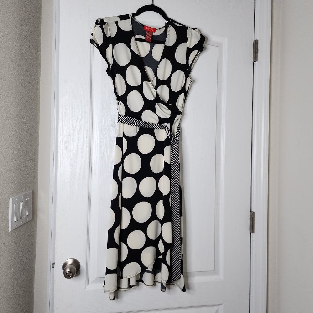 Polka dot Print Overlap  A-line Dress